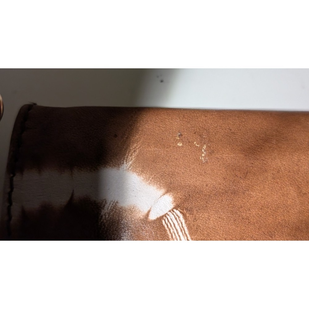 Taytu Ethiopia Brown Tie Dye Leather Monster Clutch Wallet Bead Closure - Picture 11 of 12